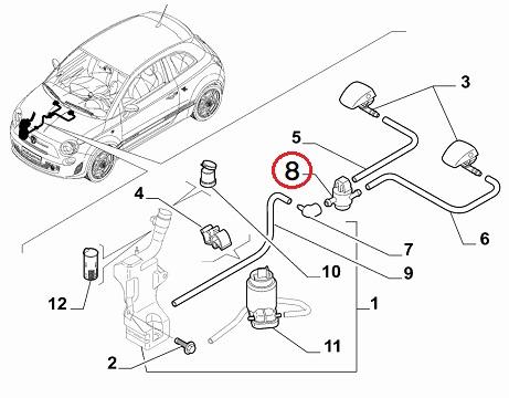 Front Windscreen Washer Valve | FIAT 500 Abarth